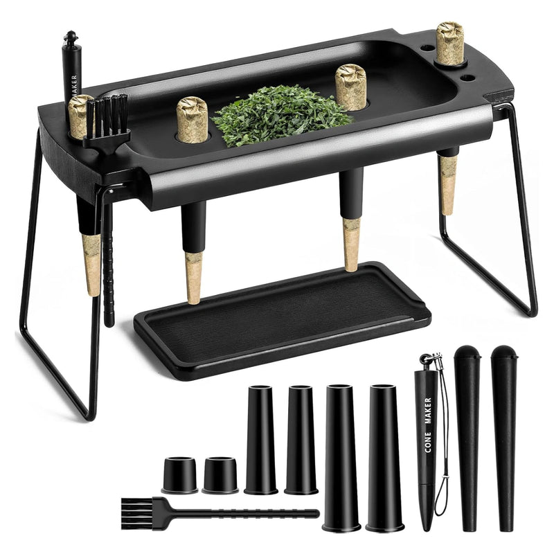 4 Holes Foldable Rolling Tray Kits | SafeDelux (black)