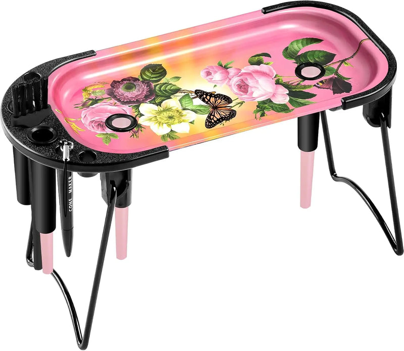 SafeDelux Metal Rolling Tray (Rose Flower)