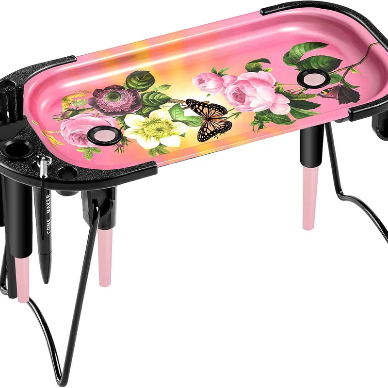 SafeDelux Metal Rolling Tray (Rose Flower)