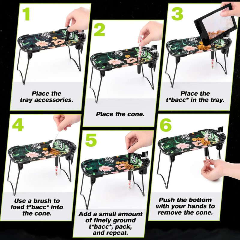 SafeDelux Metal Rolling Tray (Rose Flower)