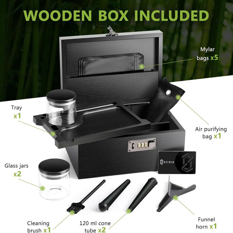 OZCHIN Locking Bamboo Stash Box Kits