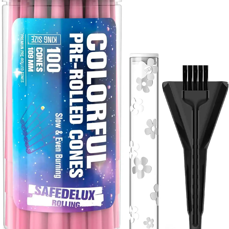 SafeDelux Cones Rolling Paper 100 Pack(Pink)