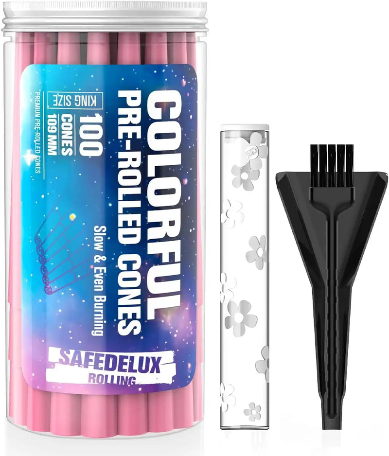 SafeDelux Cones Rolling Paper 100 Pack(Pink)