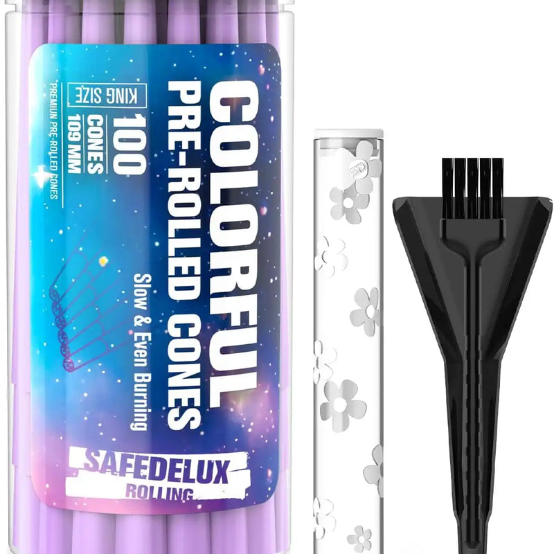 SafeDelux Cones Rolling Paper 100 Pack(Purple)