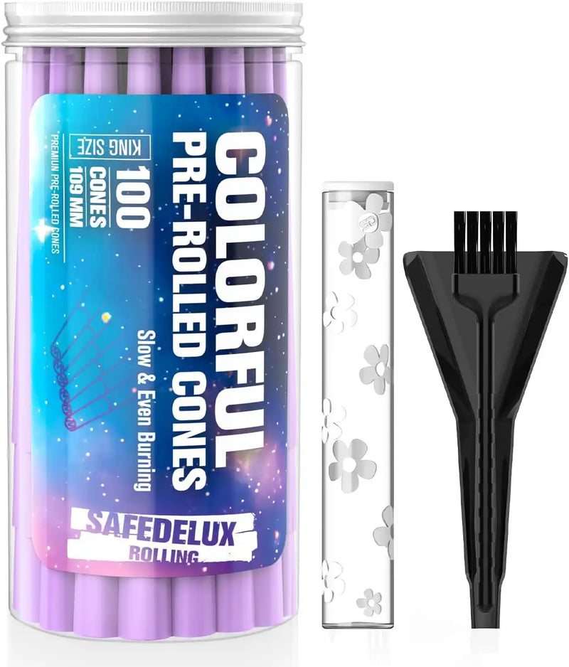 SafeDelux Cones Rolling Paper 100 Pack(Purple)