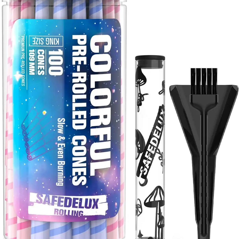 SafeDelux Cones Rolling Paper 100 Pack(Purple&Pink-Stripes)