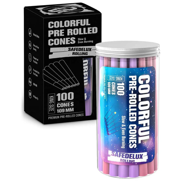 SafeDelux Cones Rolling Paper 100 Pack(Colorful)