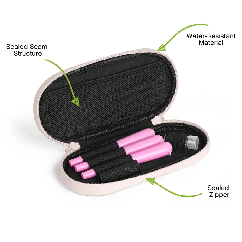 OZCHIN | Hard Shell Pouch Kits 7.7x3.9 inches Pink full view