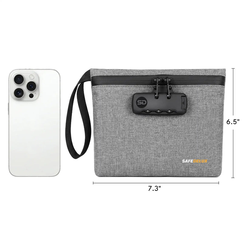 SafeDelux Vireon | Lockable Stink Smell Control Bag 7x6 inches Grey size detail