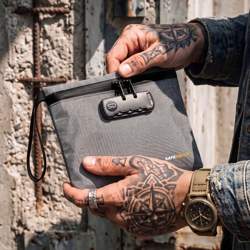 SafeDelux Vireon | Lockable Stink Smell Control Bag 7x6 inches Grey usage scenario images